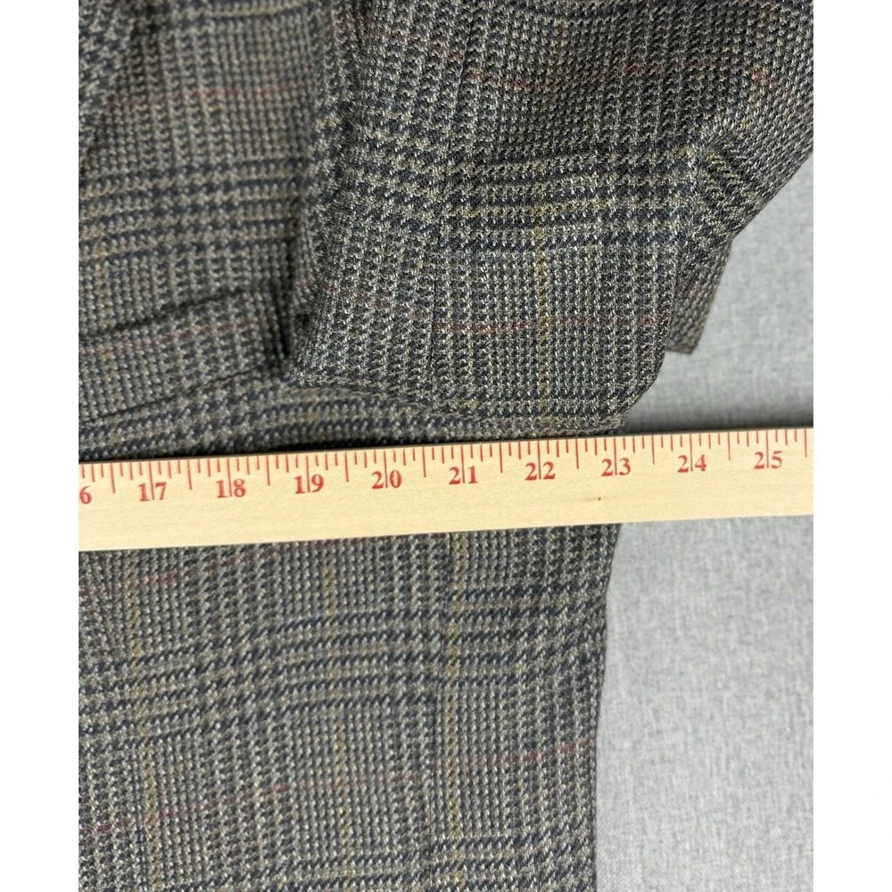 Oscar de la Renta Mens 44R 100% Wool Glen Plaid Sport Coat Blazer Gray Brown